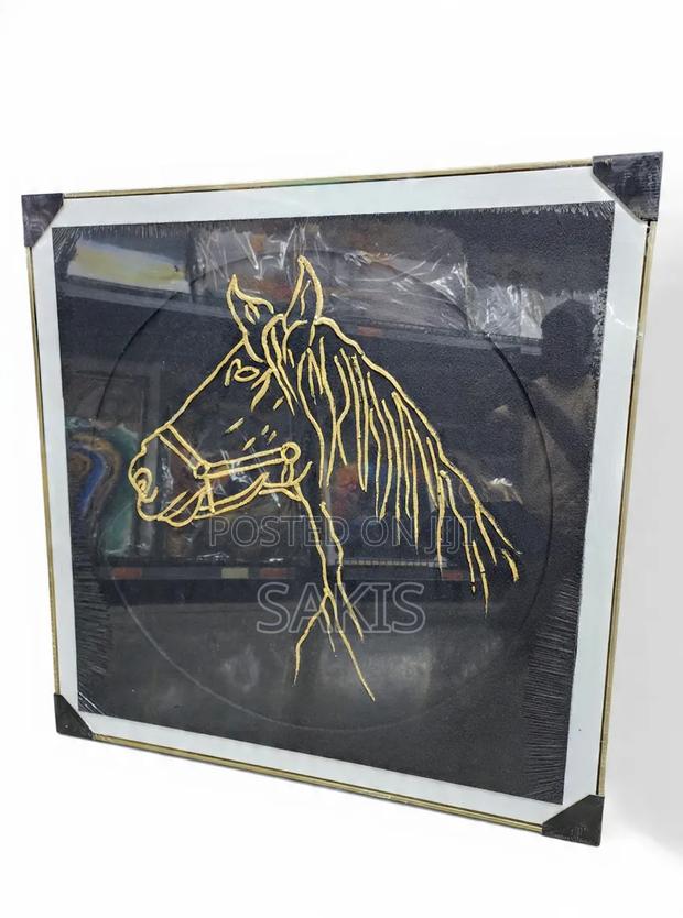 Original Hand-Painted 100x100 Horse Fine Art Canvas ~ Black & Gold!