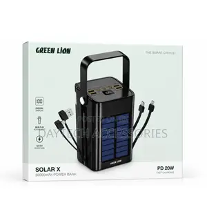 Green Lion Solar X 80,000mAh Power Bank With Cables and Flashlight