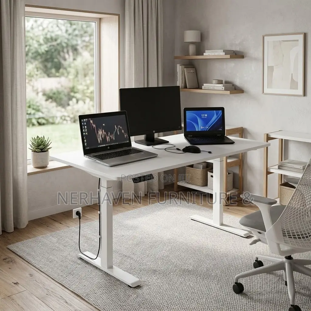 1.2m White Electric Standing Desk – Modern Height Adjustable Desk