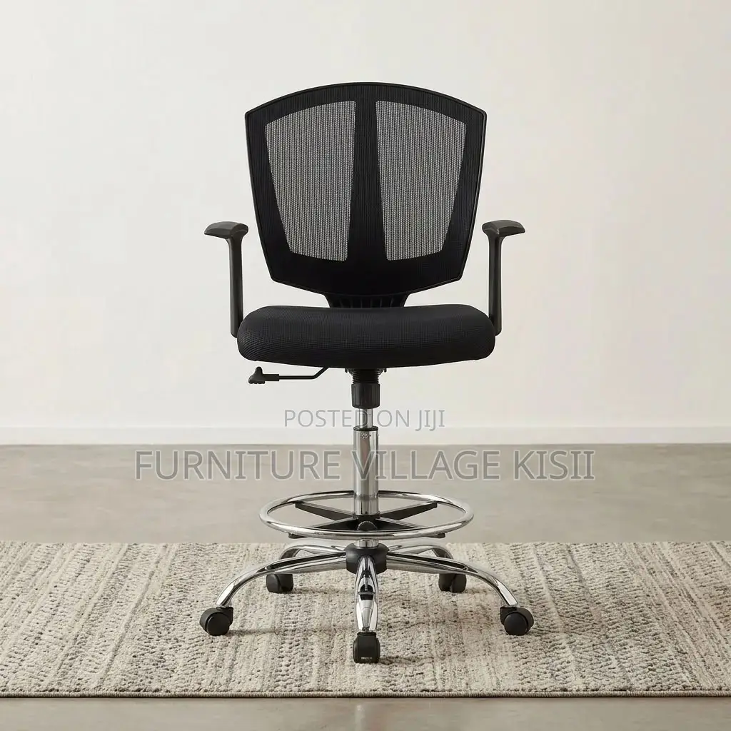 Black Mid -Back Counter Chair