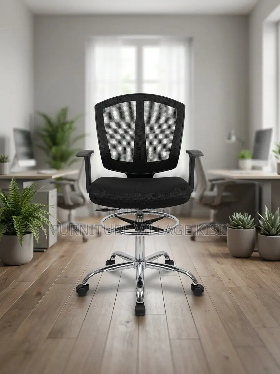 Black Mid -Back Counter Chair