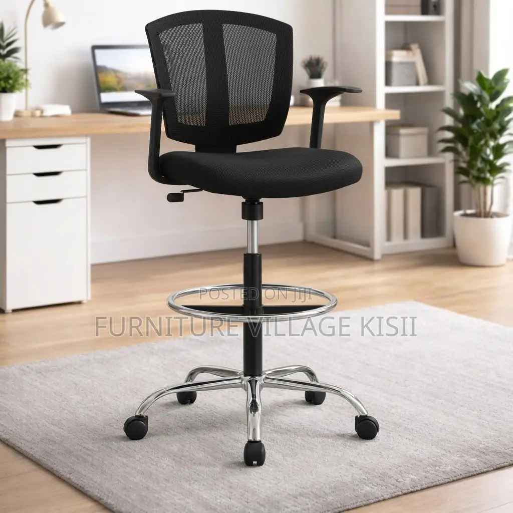 Black Mid -Back Counter Chair