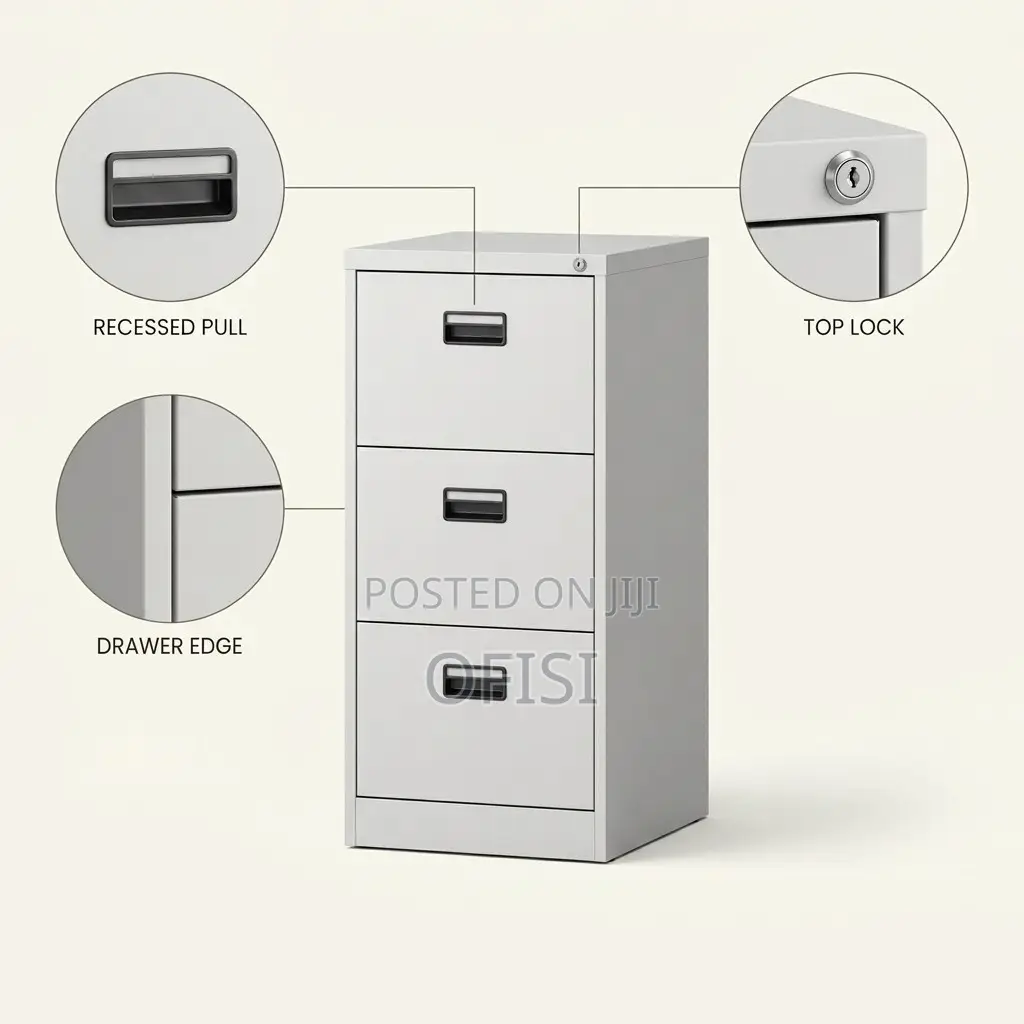Office Cabinet; Vertical 3-Drawer Filing Cabinet