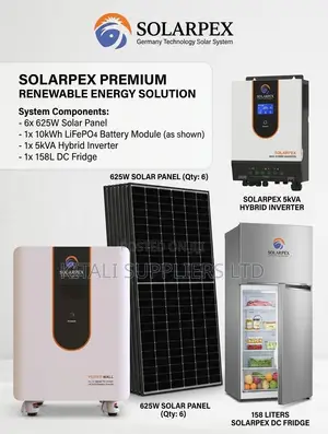 5KVA 10KWh LiFePO4 Battery, 6×625W Solar Panels & 158L DC Fridge