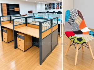 Modern Office Workstation Cubicles – 4-Person Cluster Desk