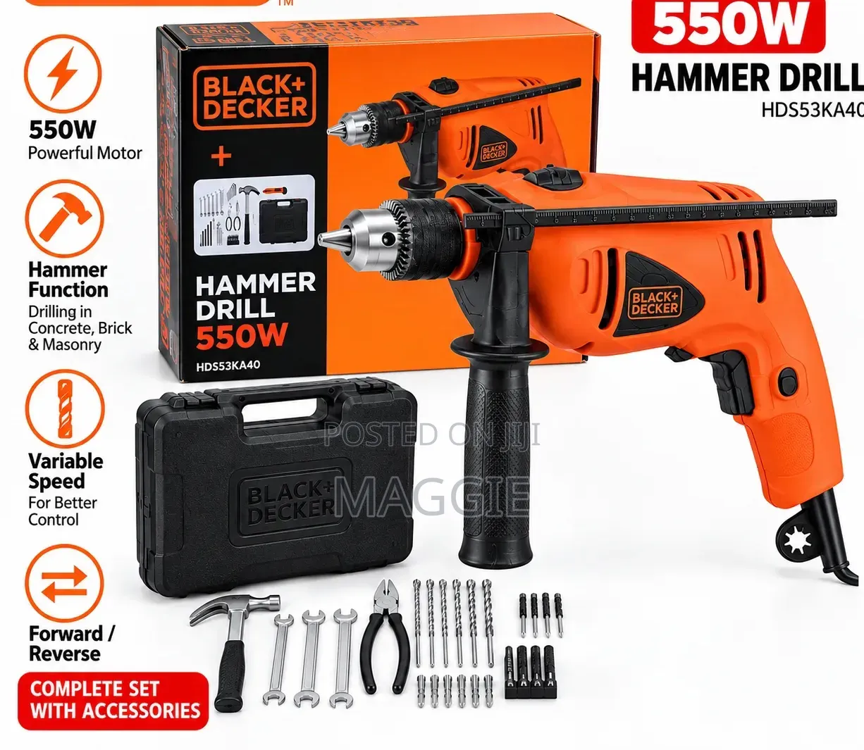 550W Hammer Drill Black+ Decking