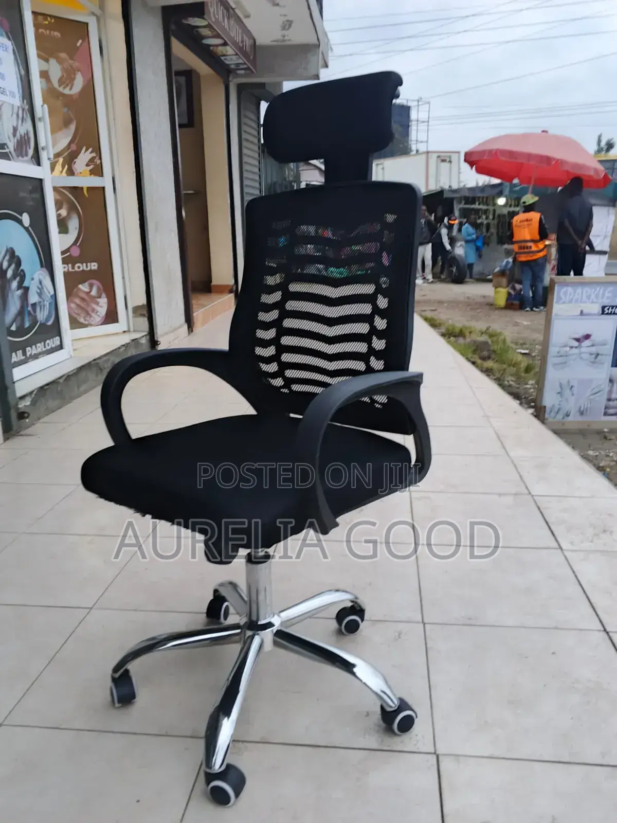 Secretarial Mesh Office Chair With Headrest Office