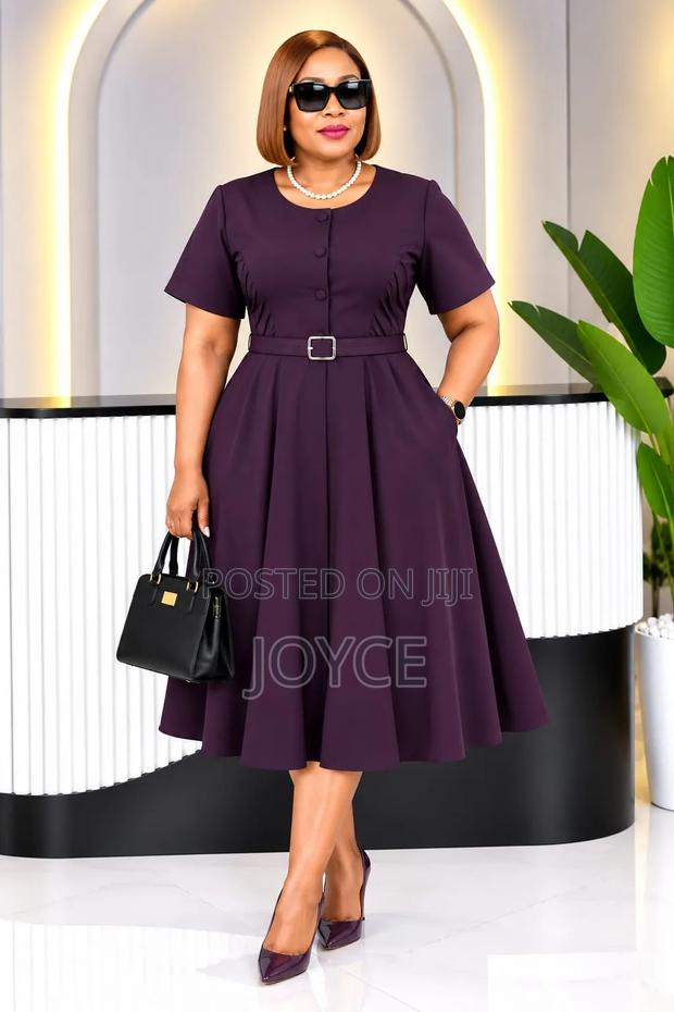 Plain Official Dress With Button Design - main view