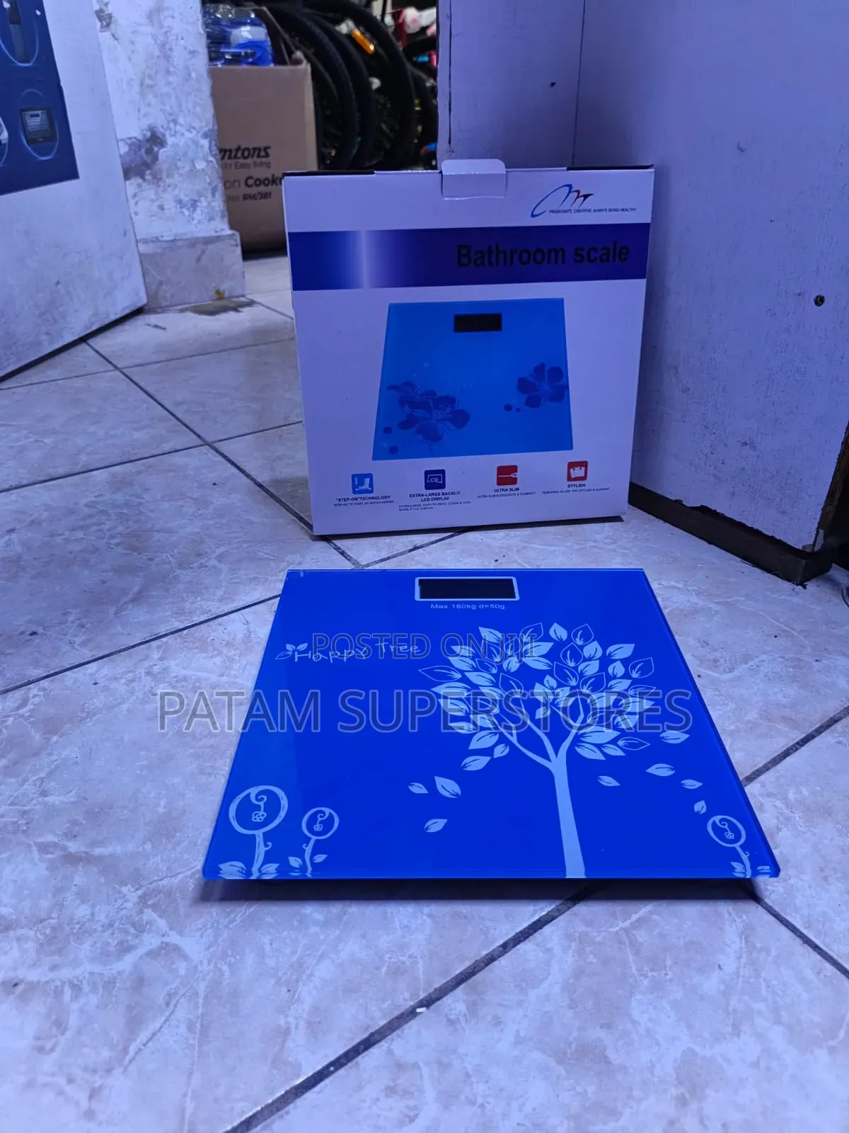 ​Blue Tempered Glass Digital Bathroom Weighing Scale