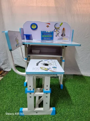 Kids’ Adjustable Study Desk and Chair Set With Space