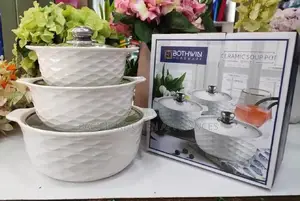 3 PC Ceremic Soup Pot