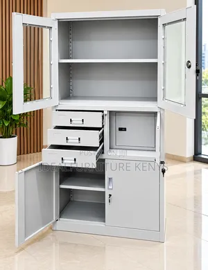 Heavy-Duty Steel Office Storage Cabinet With Drawers & Safe Box