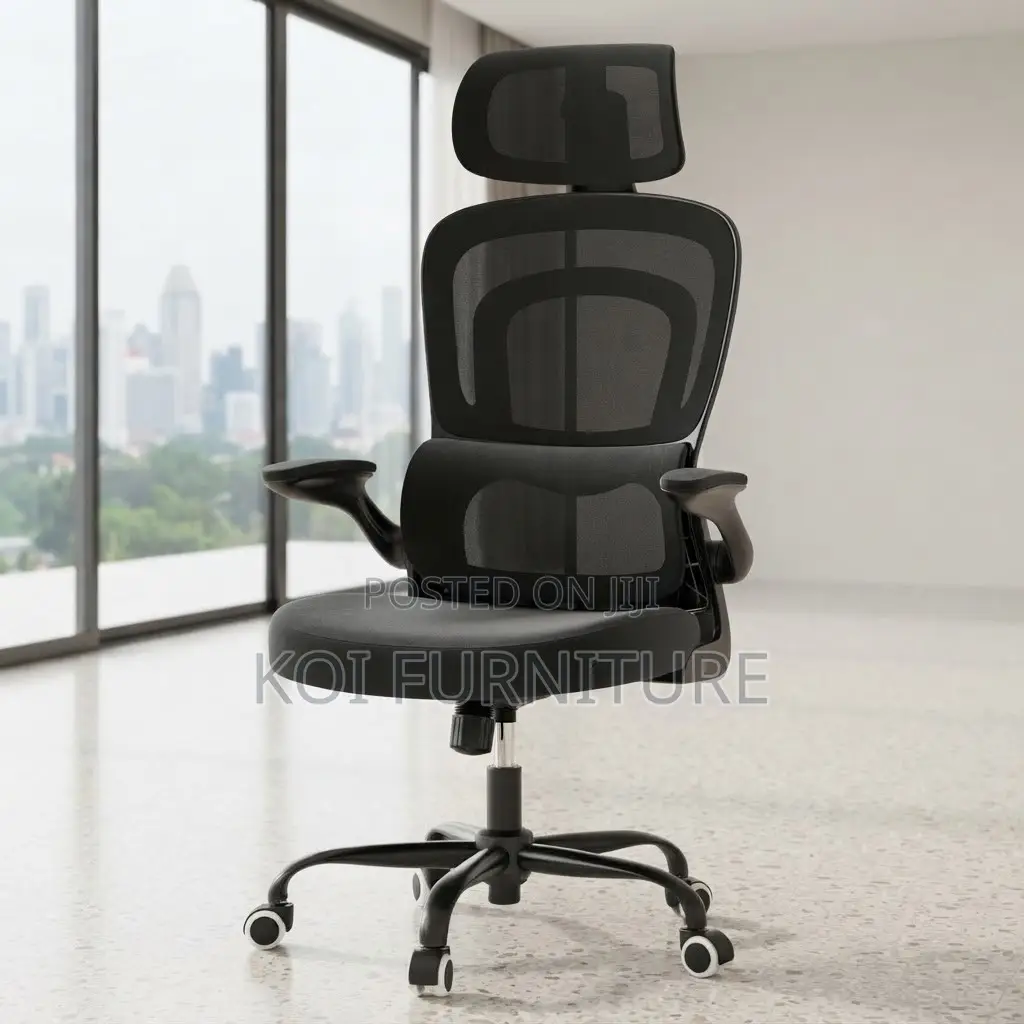 Office Chairs; Modern Black High Backrest Orthopedic With Headrest