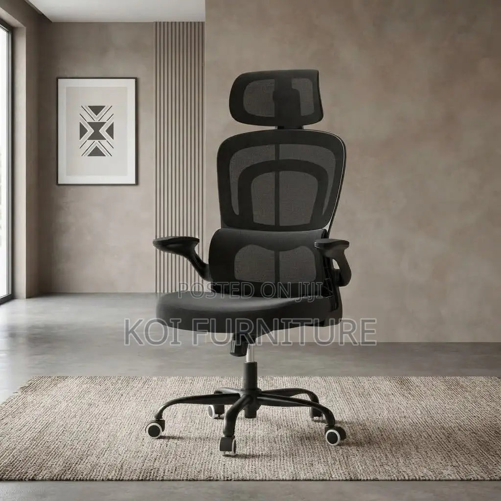 Office Chairs; Modern Black High Backrest Orthopedic With Headrest
