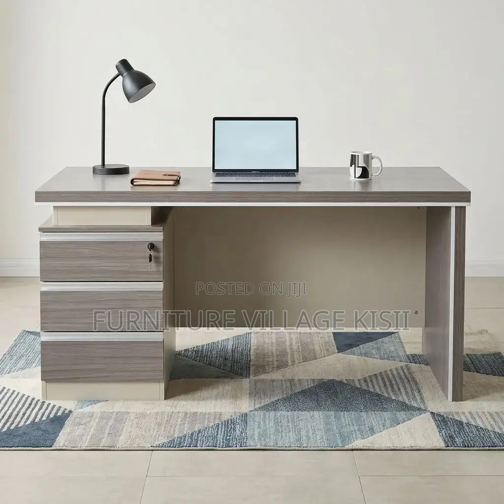Rectangular Office Desk With Lockable Drawer