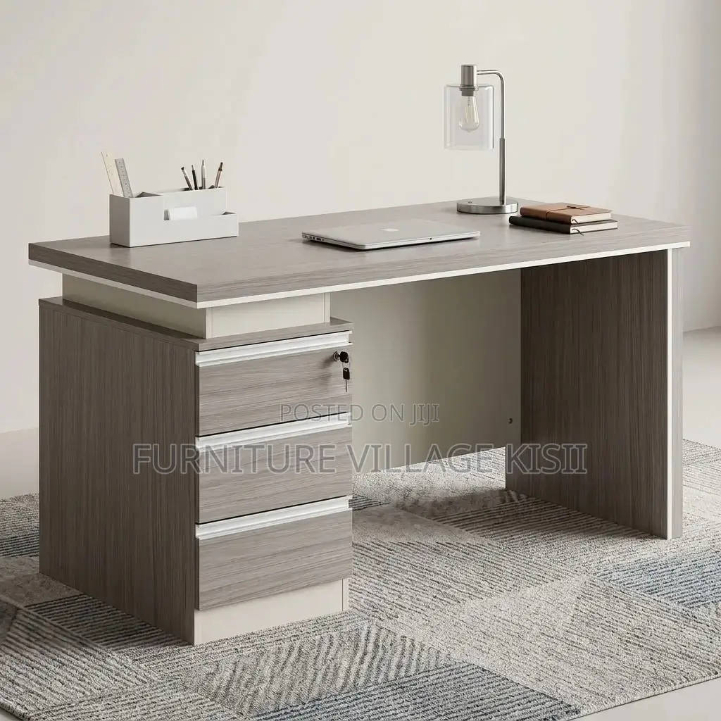Rectangular Office Desk With Lockable Drawer