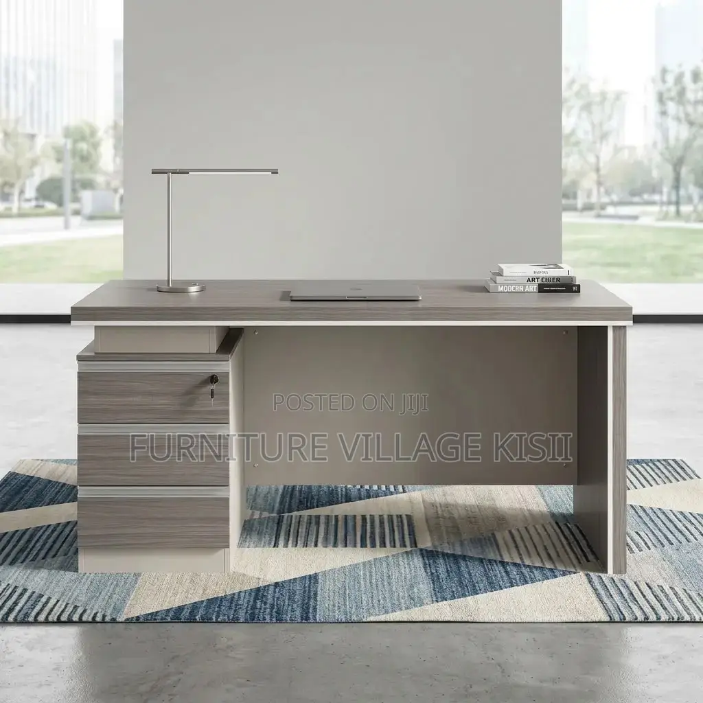 Rectangular Office Desk With Lockable Drawer