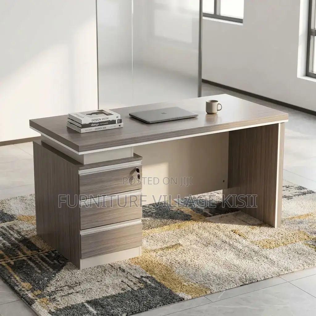 Rectangular Office Desk With Lockable Drawer
