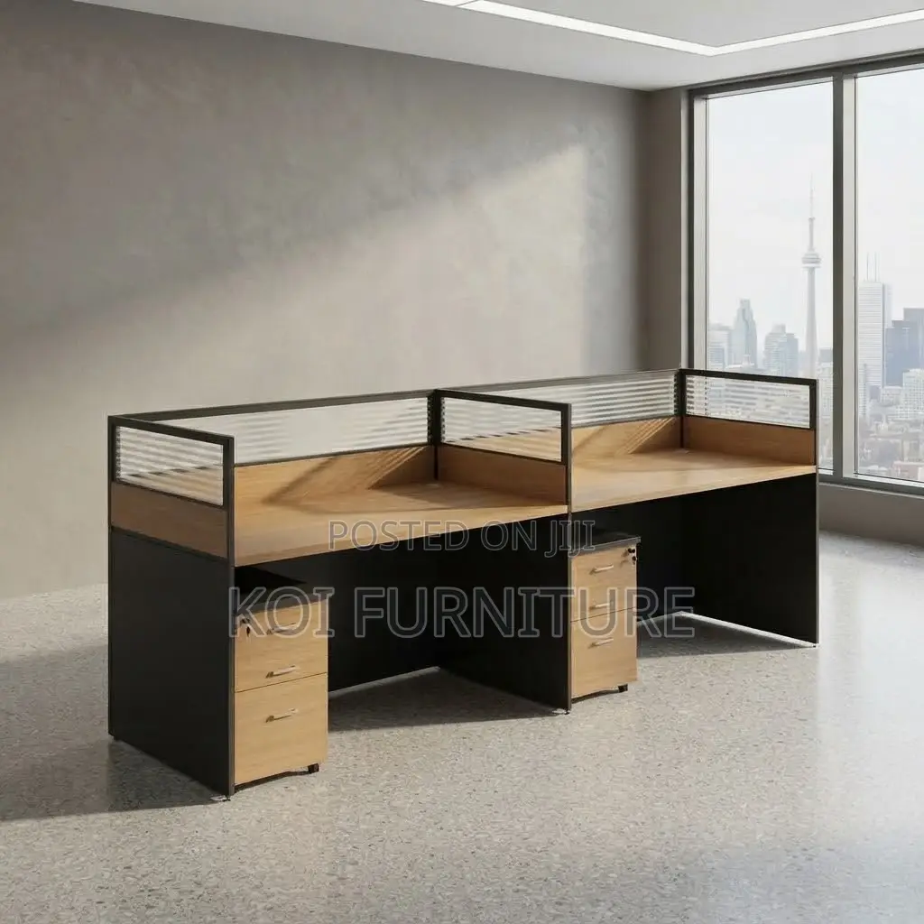 Office Workstation; Staright Two Users Blue Office Workstation Desk