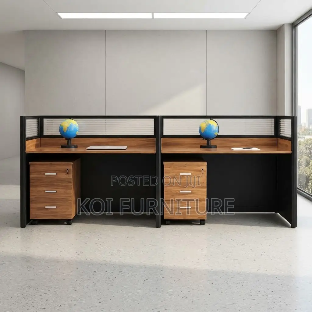 Office Workstation; Staright Two Users Blue Office Workstation Desk