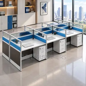 6-Way Imported Blue Workstation Desk.