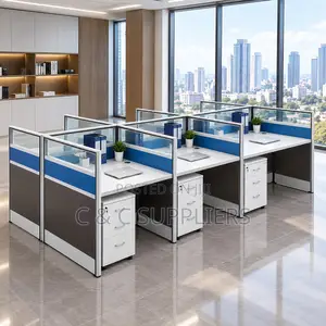 6-Way Imported Blue Workstation Desk.