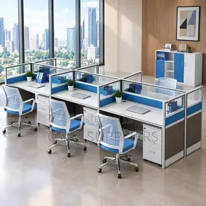 6-Way Imported Blue Workstation Desk.