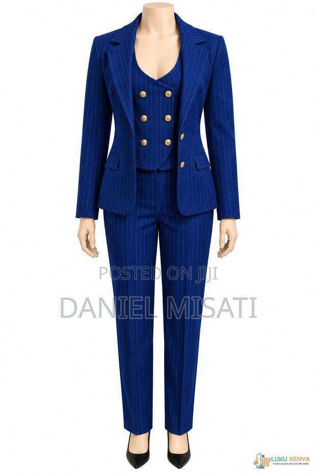 Elegant 3-Piece Trouser Ladies Suit – Pinstripe Suit