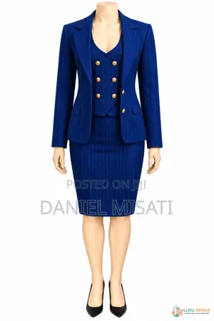 Elegant 3-Piece Trouser Ladies Suit – Pinstripe Suit