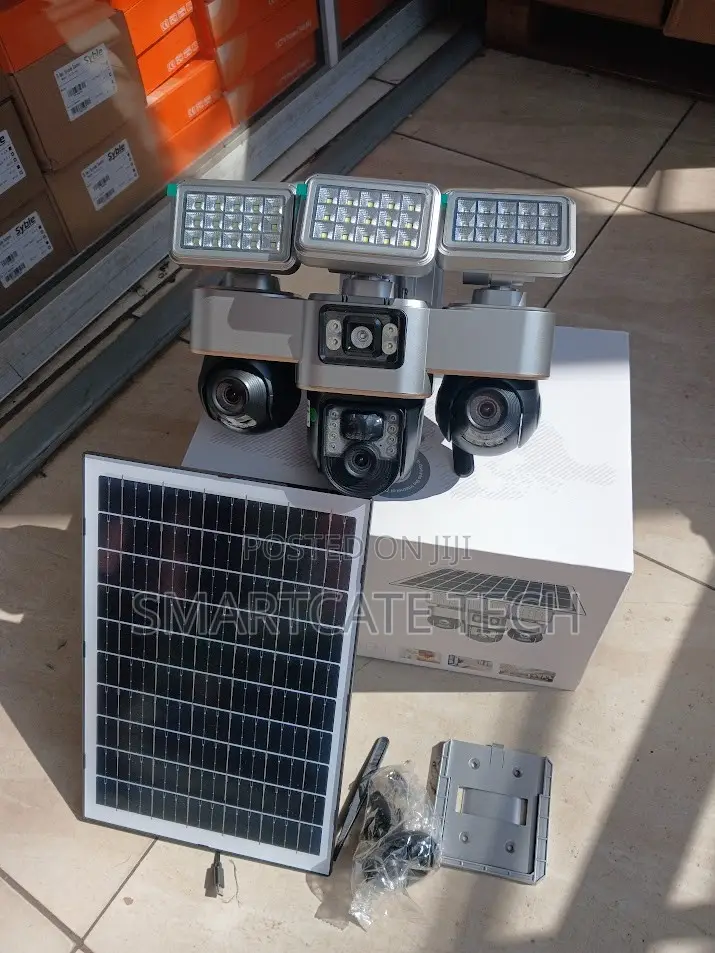 Triple Lens Rotating 4G Solar PTZ Camera – Smart CCTV Security