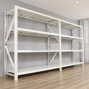 Storage Rack; 4 Tier White Metallic Shelving Unit