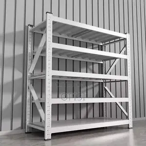 Storage Rack; 4 Tier White Metallic Shelving Unit