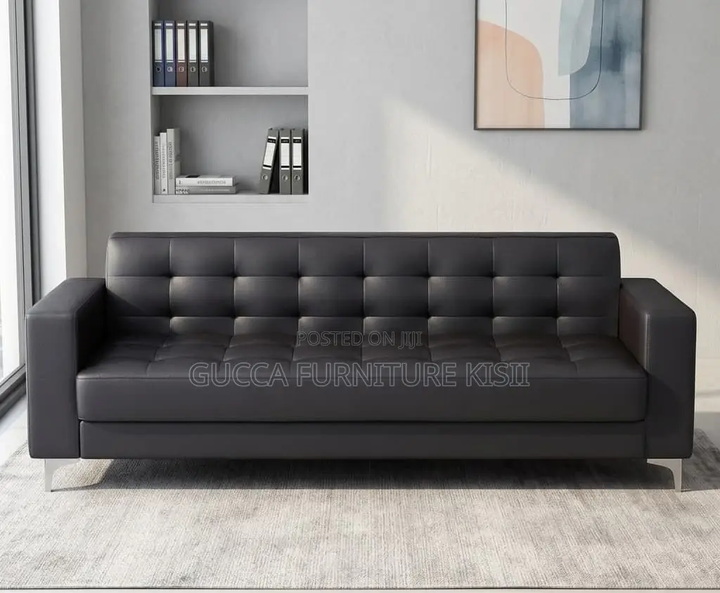3-Seater Leatherette Reception Sofa