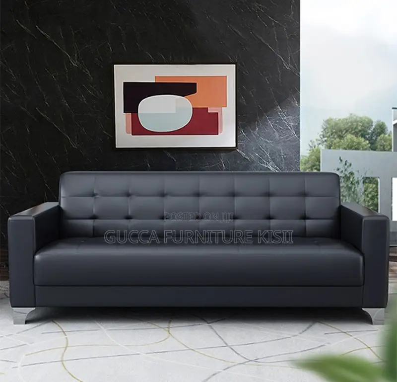3-Seater Leatherette Reception Sofa
