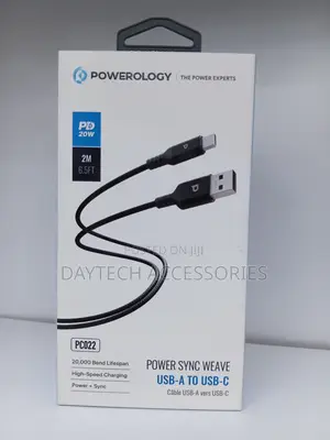 Powerology USB-A to USB-C 1.2m Braided Nylon Charging Cable