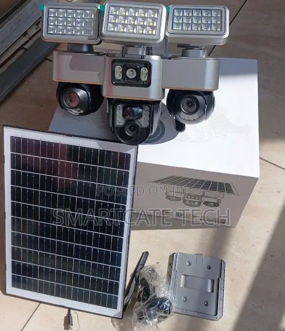3 Lens Rotating Solar CCTV Camera – 4G SIM Card PTZ