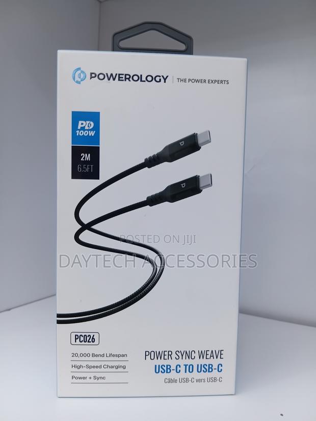Powerology Power Sync Weave 100W USB-C to USB-C Cable (PC026) - thumbnail 3
