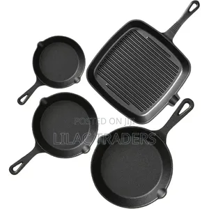 5pcs Cast Iron Skillet Set and Steak Pan