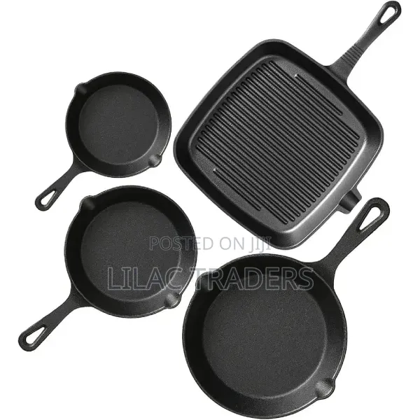 5pcs Cast Iron Skillet Set and Steak Pan