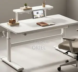Manual Height-Adjustable White Work Desk – Modern Sit-Stand Table