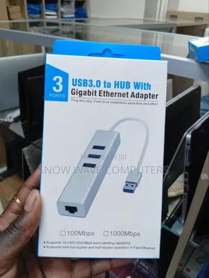 3 Ports USB 3.0 Hub to Ethernet Adapter
