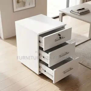3-Dawer White Office Pedestal