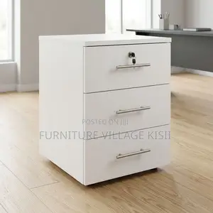 3-Dawer White Office Pedestal