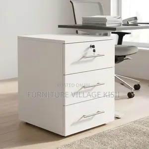3-Dawer White Office Pedestal