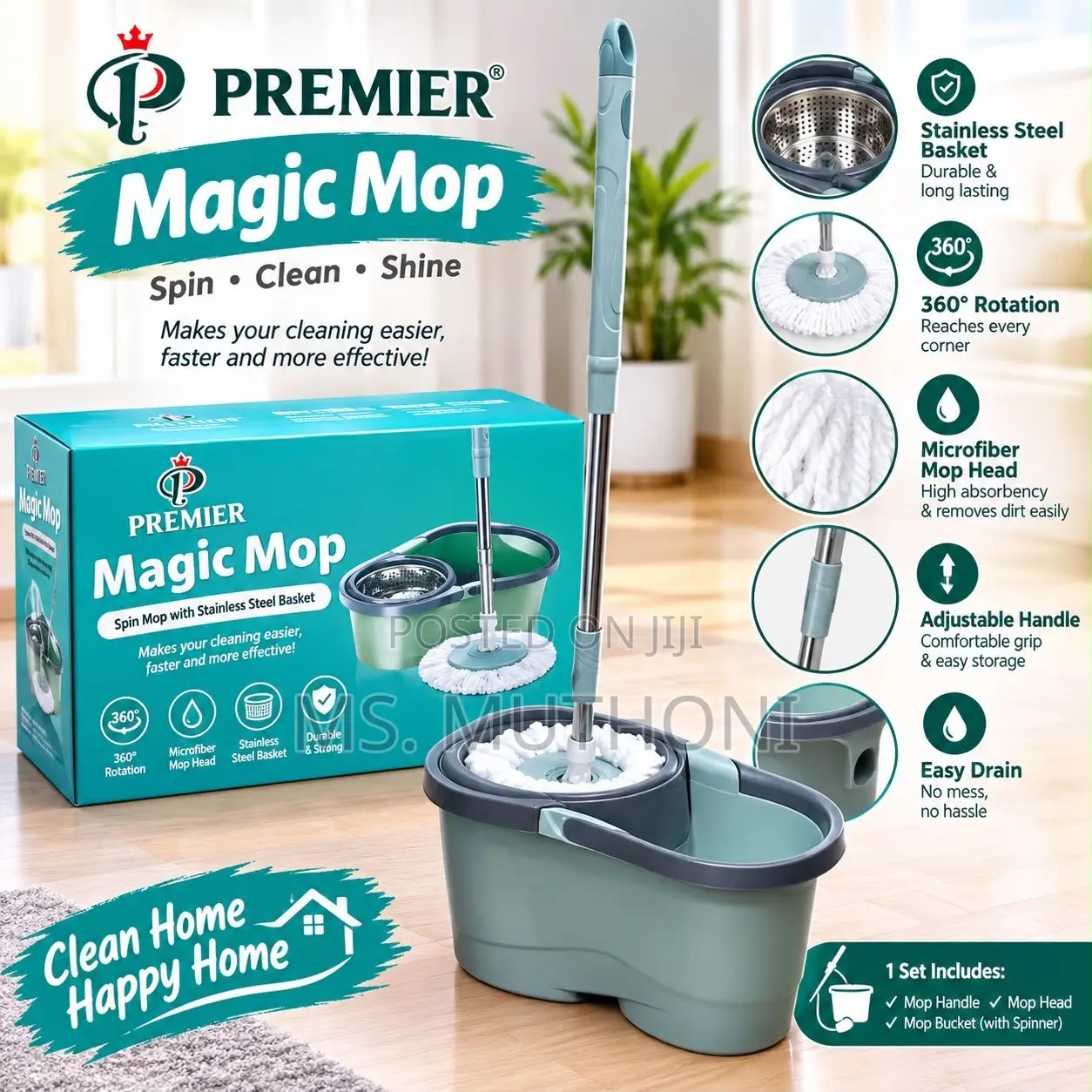 PREMIER MAGIC MOP Spin • Clean • Shine