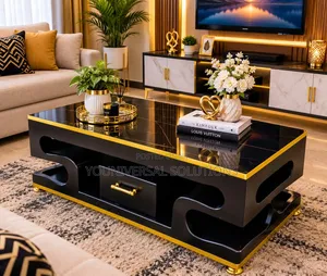 Executive White Coffee Table With Marble Topping