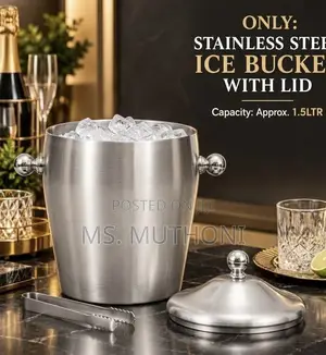 1.5-Liter Stainless Steel Ice Bucket (Lid Included)