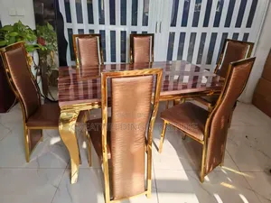 Elegant Stylish 6-Seater Marbletop Dining Set With Chairs Vd7