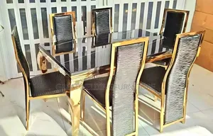 Vintage Style 6-Seater Marbletop Dining Set With Black Chairs A8h