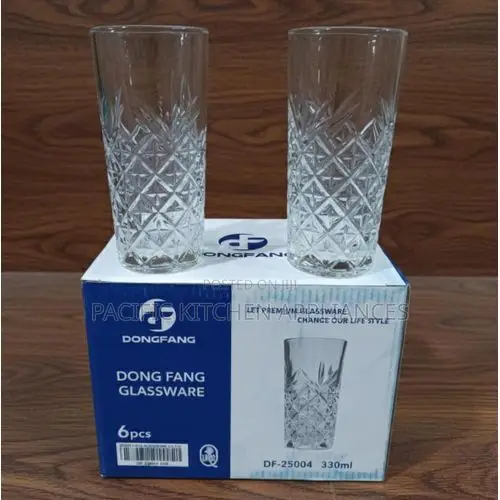 Elegant Set of 6 Medium Size Diamond Water, Juice Glasses